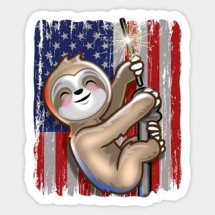 USA Patriotic Sloth American Flag Sticker